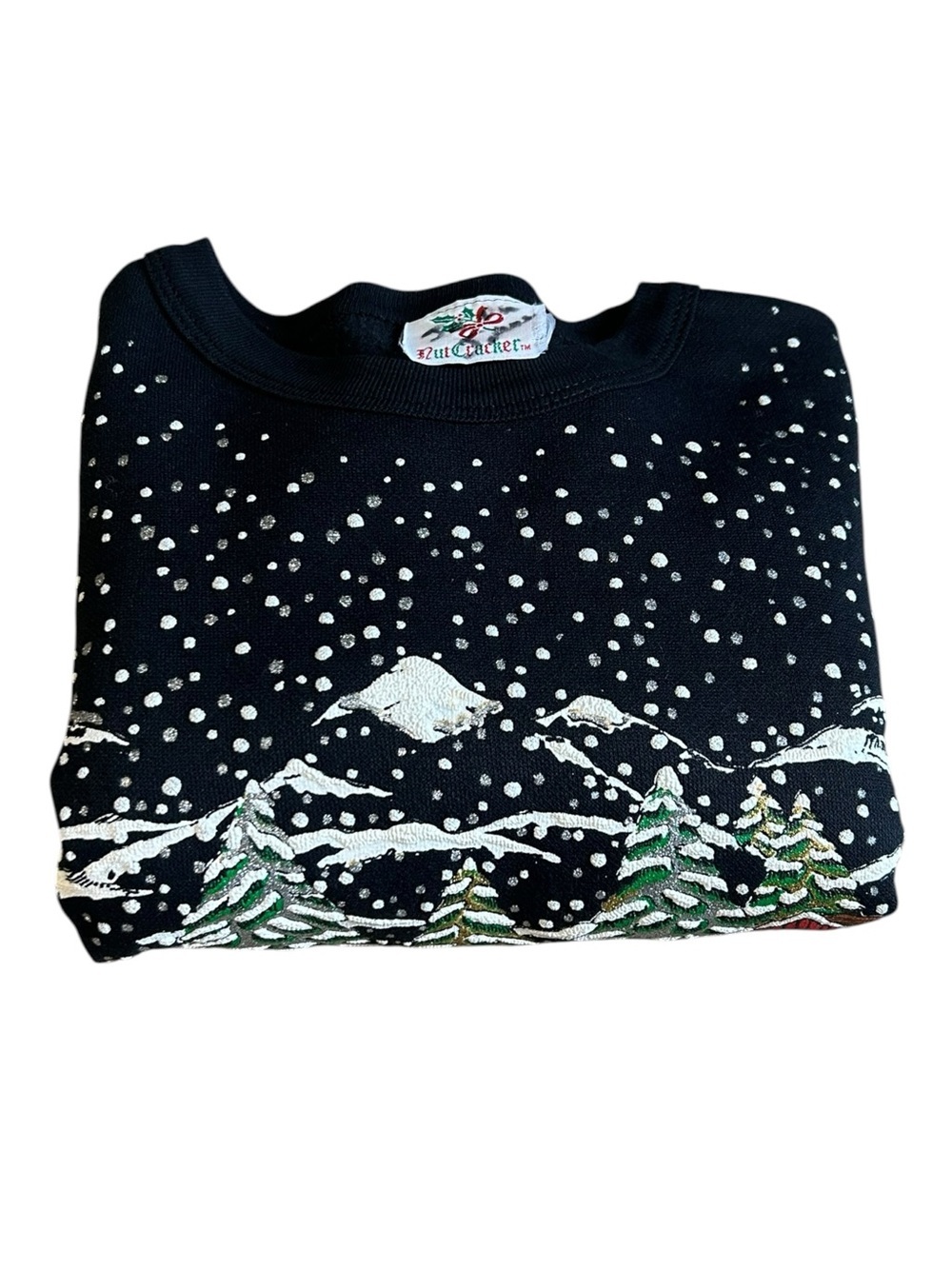 Vintage Nutcracker Winter Scene Christmas Sweater Black XL Cottagecore - Picture 8 of 11
